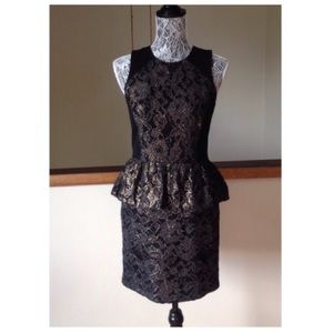 $495 TIBI Foil Lace Peplum Dress 8 SOLD OUT